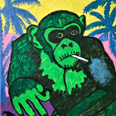 Painting for sale online - Green smoker of other people's cigarettes