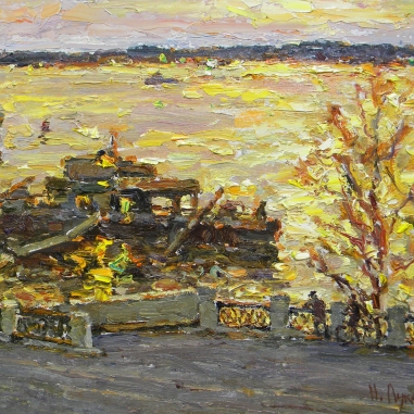 Painting for sale online - The Evening at the Volga River.