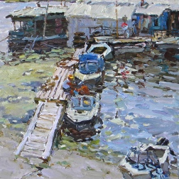 Painting for sale online - The Boat Station in Tsarevshchyna.