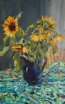 Painting for sale online - Sunflowers in a blue jug