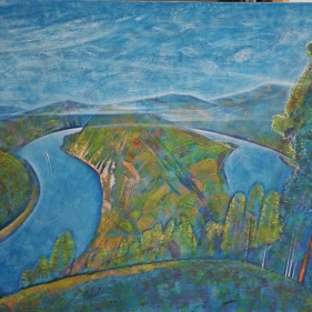 Painting for sale online - Over the Blue River