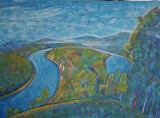 Painting for sale online - Over the Blue River