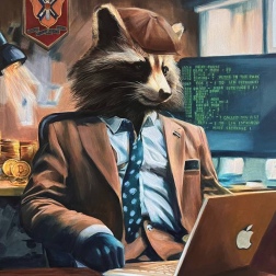 Painting for sale online - Business raccoon