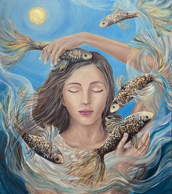 Painting for sale online - Embracing Dreams | Metamorphoses series