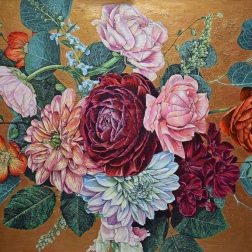 Painting for sale online - Flowers on old bronze