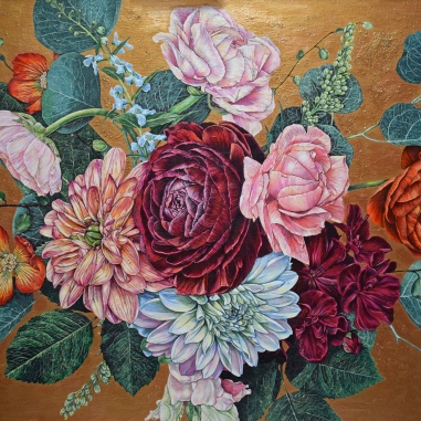 Painting for sale online - Flowers on old bronze
