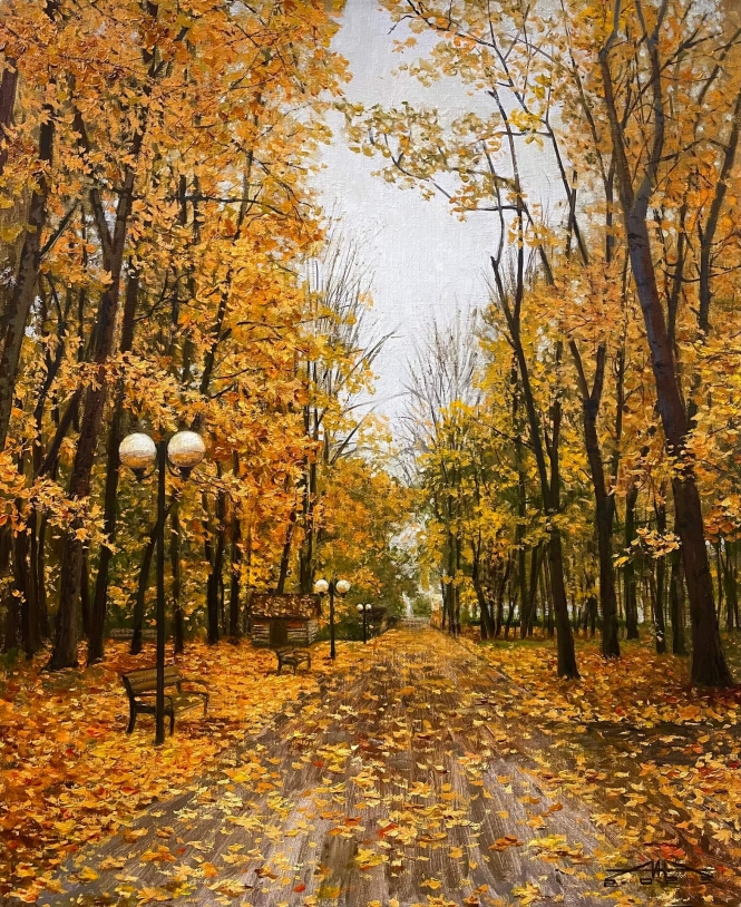 Painting for sale online - Autumn in the park.