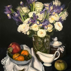 Painting for sale online - Still life with white roses