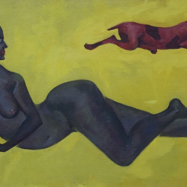 Painting for sale online - Nude with a dog