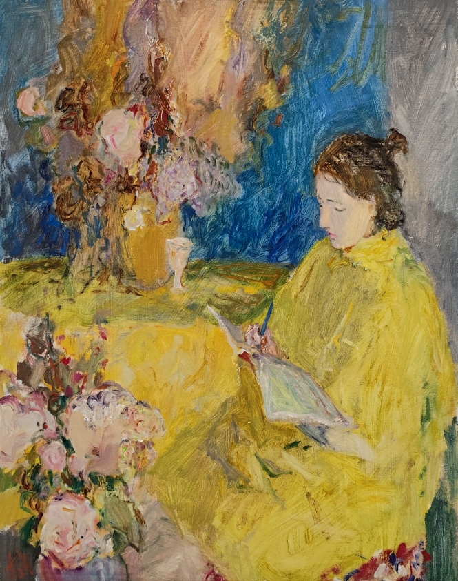 Painting for sale online - Camilla in DAK studio