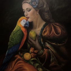 Painting for sale online - The Girl and the Parrot