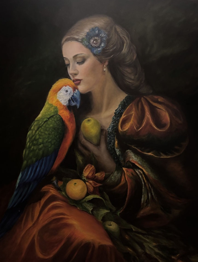 Painting for sale online - The Girl and the Parrot