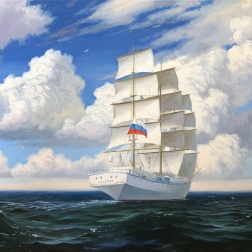 Painting for sale online - Frigate Nadezhda in the open sea.