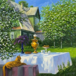 Painting for sale online - At the dacha in spring.