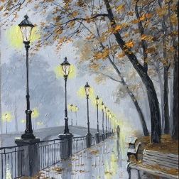 Painting for sale online - Embankment. Bad weather.