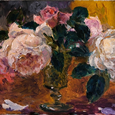 Painting for sale online - Roses in a glass