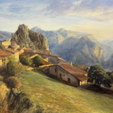 Painting for sale online - Sunset over the cliffs of Verdon