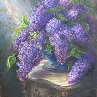 Painting for sale online - Morning with lilacs