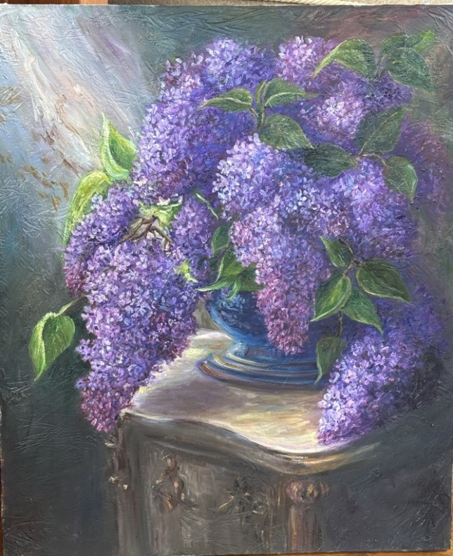 Painting for sale online - Morning with lilacs