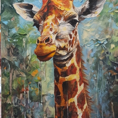 Painting for sale online - Giraffe in the texture of feelings