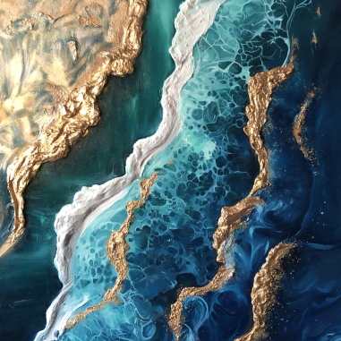 Painting for sale online - Ode to the Sea in Turquoise and Gold