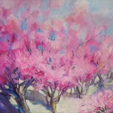 Painting for sale online - Blooming garden from a bird's eye view