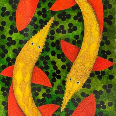 Painting for sale online - Family of sturgeons