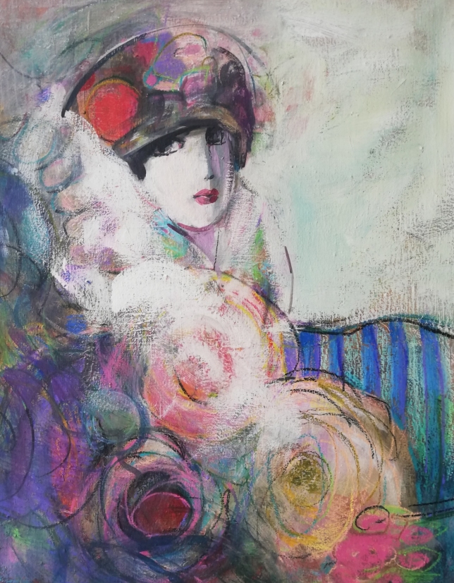 Painting for sale online - Who kisses you fingers from the Muse of Muse Art Deco