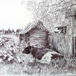 Painting for sale online - Russian Bathhouse. Triptych. Fragment 3.