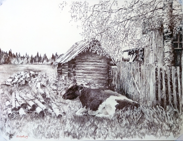 Painting for sale online - Russian Bathhouse. Triptych. Fragment 3.