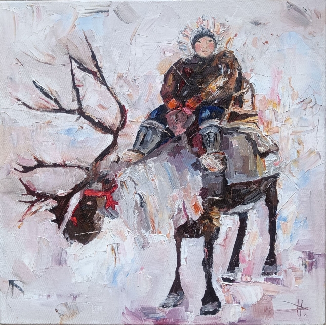 Painting for sale online - Boy on a deer