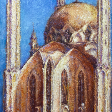 Painting for sale online - Kul Sharif Mosque at Night
