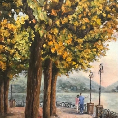 Painting for sale online - Romantic walk in the park