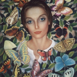 Painting for sale online - Portrait with butterflies. 