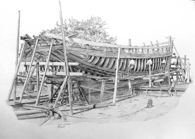 Painting for sale online - Ship's carpenters 