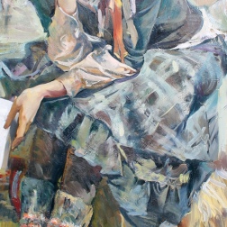 Painting for sale online - Olga with a rabbit