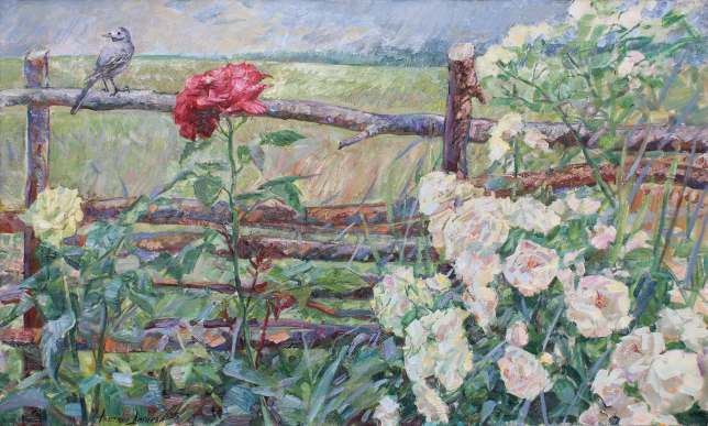 Painting for sale online - A bird and roses