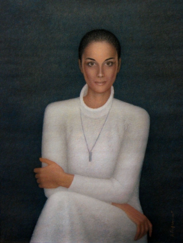 Painting for sale online - Portrait in white. 