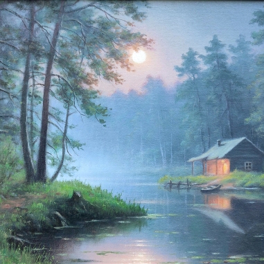Painting for sale online - Landscape with moon