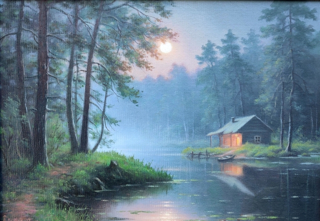 Painting for sale online - Landscape with moon