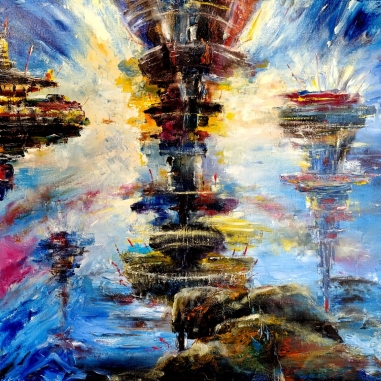 Painting for sale online - Space flowers
