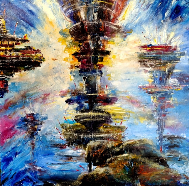 Painting for sale online - Space flowers