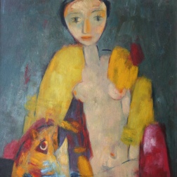Painting for sale online - Girl with a fish head