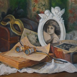 Painting for sale online - Retro-style still life.