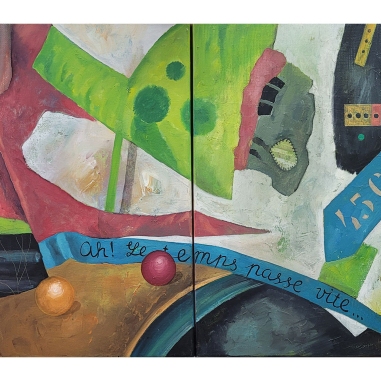 Painting for sale online - Diptich “Le temps passe vite”