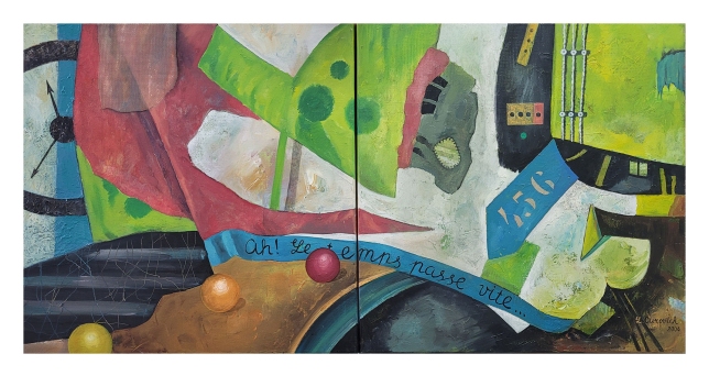 Painting for sale online - Diptich “Le temps passe vite”