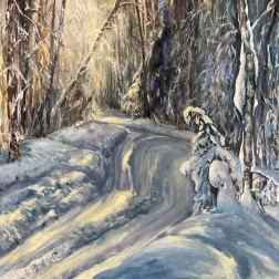 Painting for sale online - A symphony of light in a winter forest
