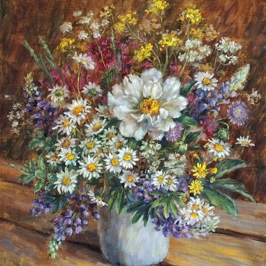 Painting for sale online - Bouquet with white peony