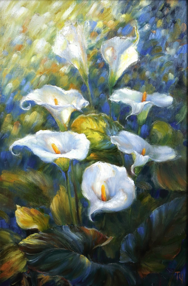 Painting for sale online - Calla lilies Morning