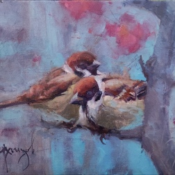 Painting for sale online - Sparrows